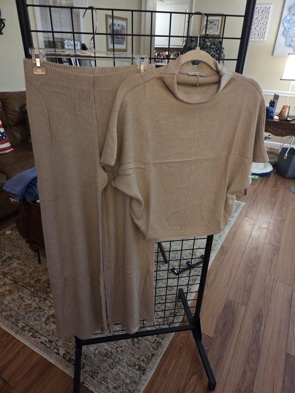 Zenana Outfitters Beige Knit Two-Piece Set